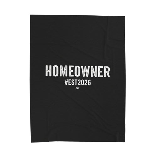 New Homeowner Throw Blanket Velveteen Plush 60x80 Black & White | Mortgage Closing Keepsake
